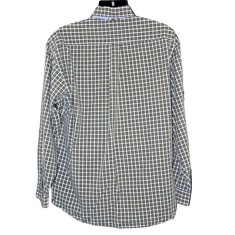 VTG Tommy Hilfiger XL 90's Big Flag Logo Green Yellow Check Oxford Dress Shirt - Picture 3 of 11